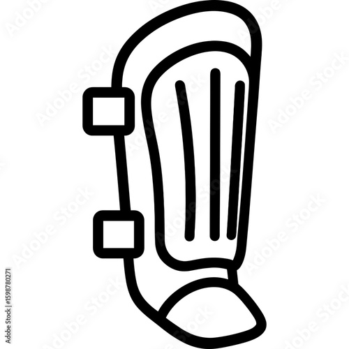 black shin guard icon, outline style clip art preview