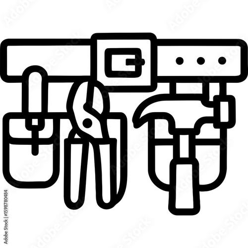 Tool belt outline icon vector