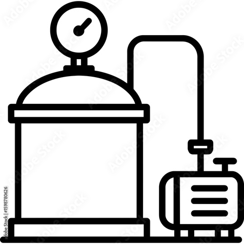 Vacuum chamber outline icon vector