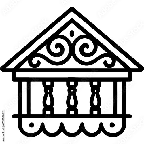 Victorian gingerbread trim outline icon vector