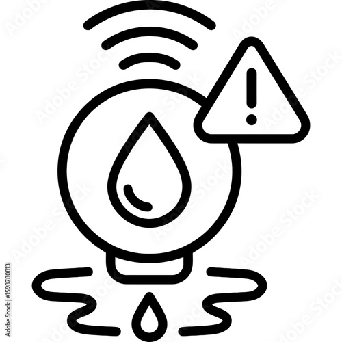 Smart water leak sensor outline icon vector