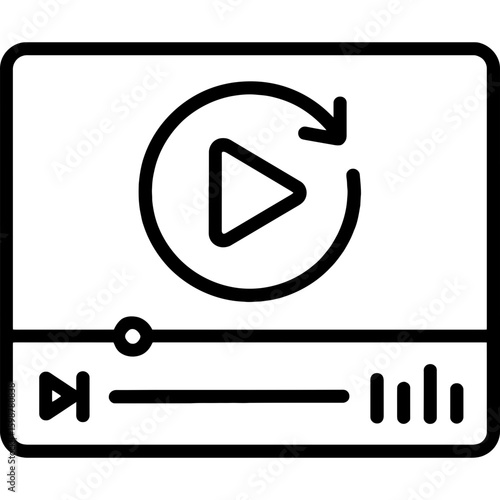 Webinar replay controls outline icon vector