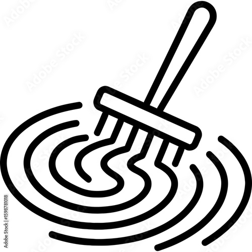 Zen garden rake outline icon vector