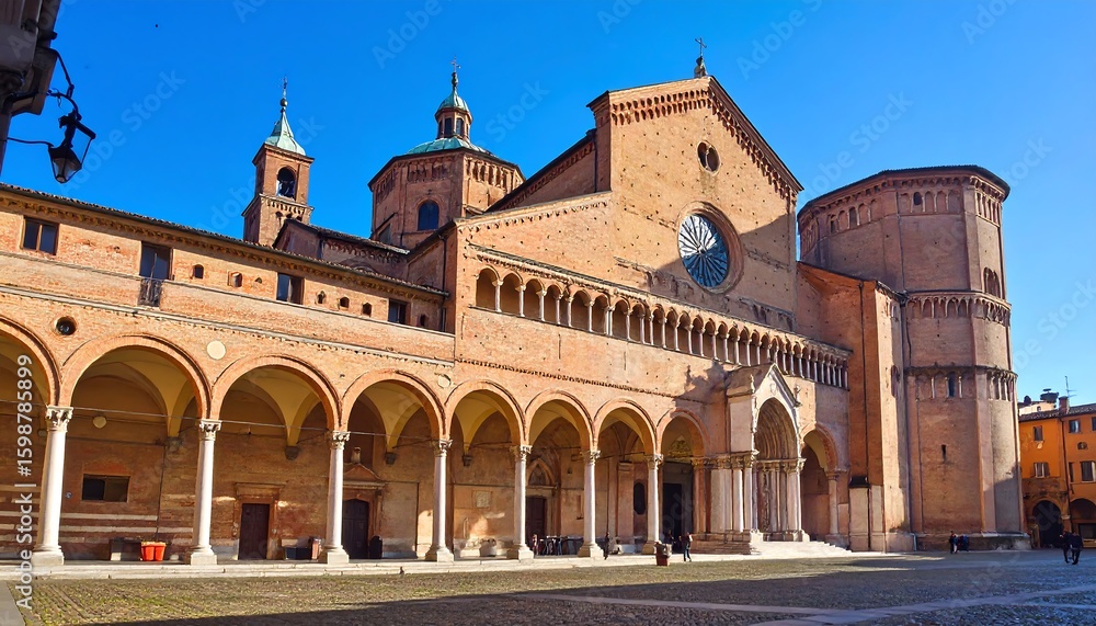 Fototapeta premium Italian cathedral facade and cloister