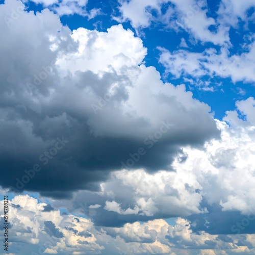 Dramatic sky with cumulus clouds