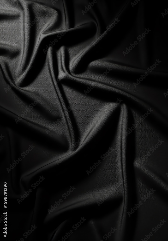 Fototapeta premium Black satin fabric draped texture