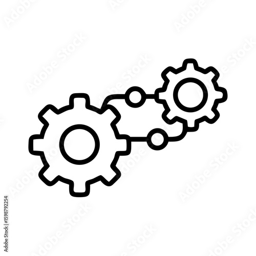 Conceptual gear-and-chain-system illustration showing two gears connected by a chain, displayed against white. Gear-and-chain-system design illustrates mechanism and machine elements.