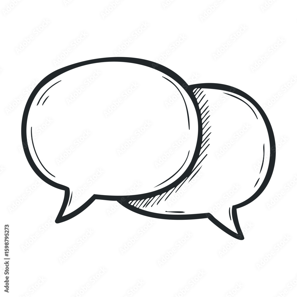 Fototapeta premium Hand-drawn speech bubbles on white background with sketchy outline. Vector illustration