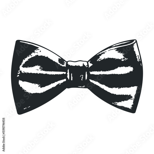 Elegant black and white bow tie design with classic symmetrical shape. Vector illustration