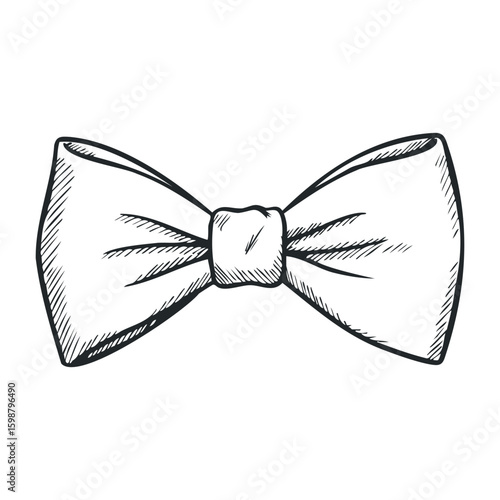 Sketch of a classic bow tie with detailed line work. Vector illustration