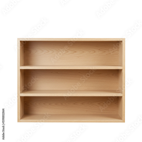 wooden shelves isolated on white background 