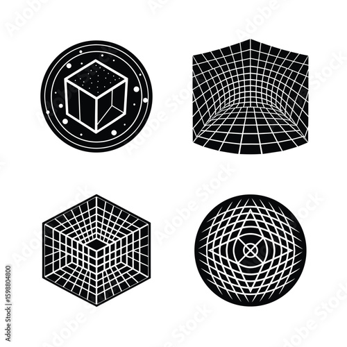 Set of 3D geometric vector icons for web and design