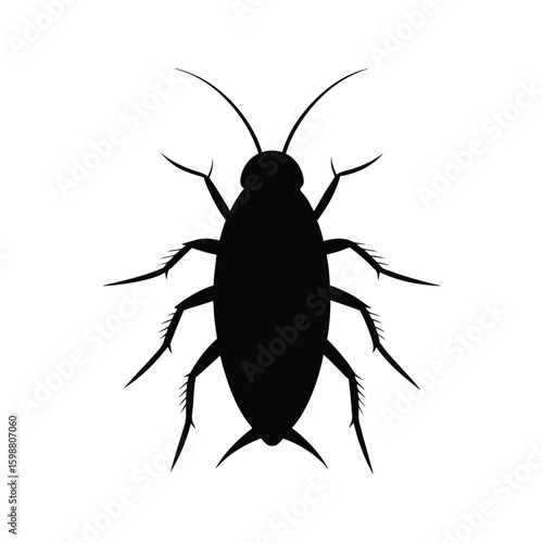 Insect silhouette vector illustration of a cockroach.