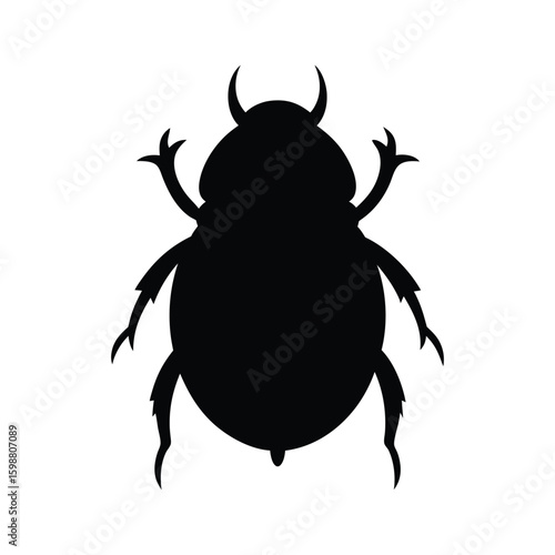 Insect silhouette vector illustration of a dung beetle.
