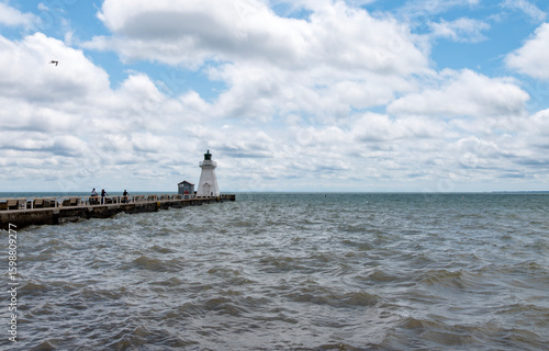 View of the Lighthouse from Lake Erie Shore in Port Dover