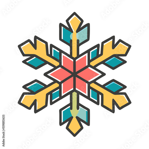 blue snowflake with icy shine and symmetry isolate 