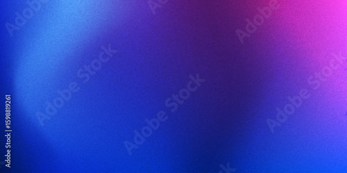 Glowing blue and pink abstract color gradient banner poster cover design, dark grainy texture, copy space