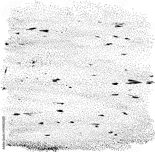 Grunge sandpaper texture with black ink dots and scratches, hand-drawn style