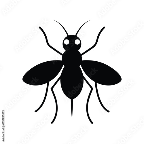 Gall midge insect silhouette in minimal line form vector illustration.