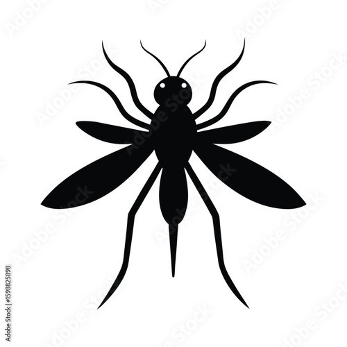 Gnat insect silhouette in flying insect shape vector illustration.