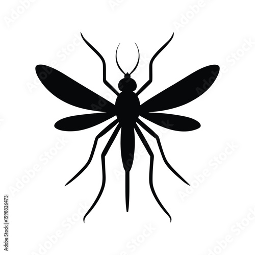 Mosquito insect silhouette with pointed legs vector illustration.