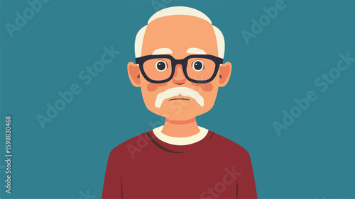 Charming Cartoon Grandfather in Central Wide Angle View