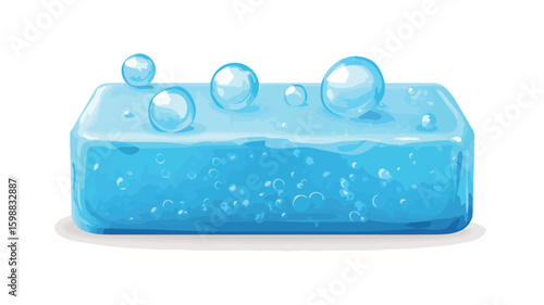 Professional Blue Soap Bar for Cleaning with Bubbles - Stock Photo