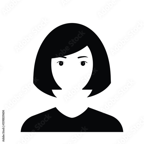 Chic chin length straight bob haircut clean cut vector illustration