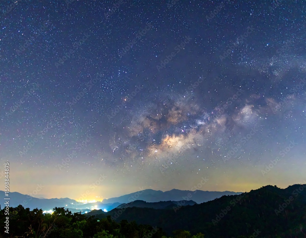 Fototapeta premium Milky Way over mountains at night (1)