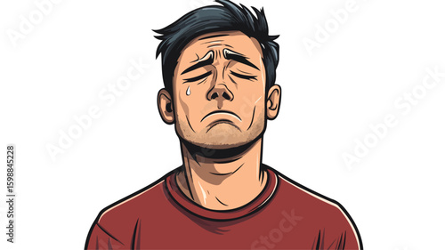 Comic Style Vector of Crying Man for Emotional Design Projects