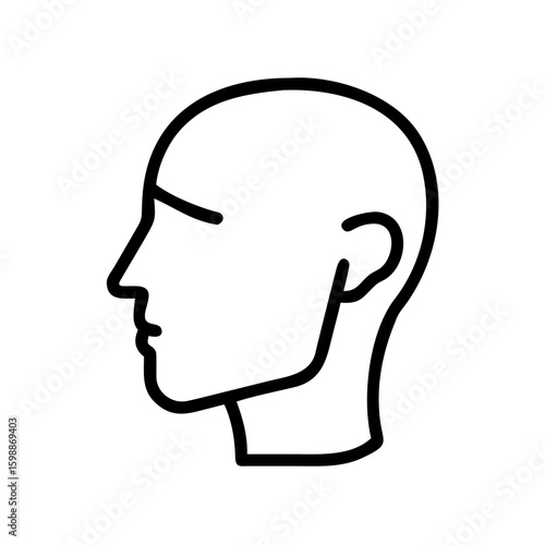 Simple outline drawing of a human head in profile with basic facial features shown clearly defined