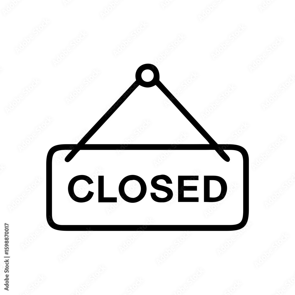 Hanging sign with the word closed indicating a business is not currently open to customers today Hanging sign with the word closed indicating a business is not currently open to customers today