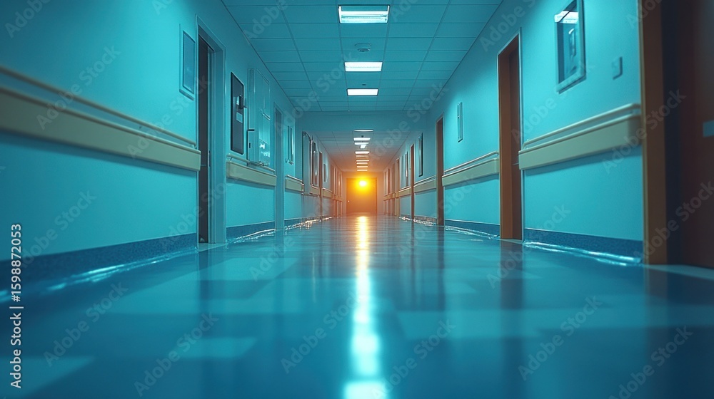Obraz premium Hospital Corridor: A Sterile Serenity