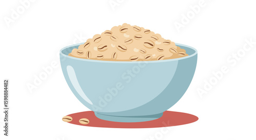 Vector illustration of oatmeal bowl food style on white background, healthy breakfast