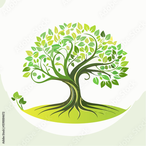 Bent tree with deep roots in wind, metaphor for staying grounded and resilient through emotional storms.