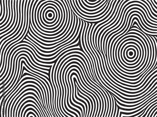 Target Hypnotic Line Design with Concentric Rings in Optical Illusion Style