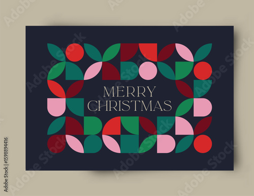 Modern abstract holiday greeting card. Simply shapes and basic colors vector Illustration.
