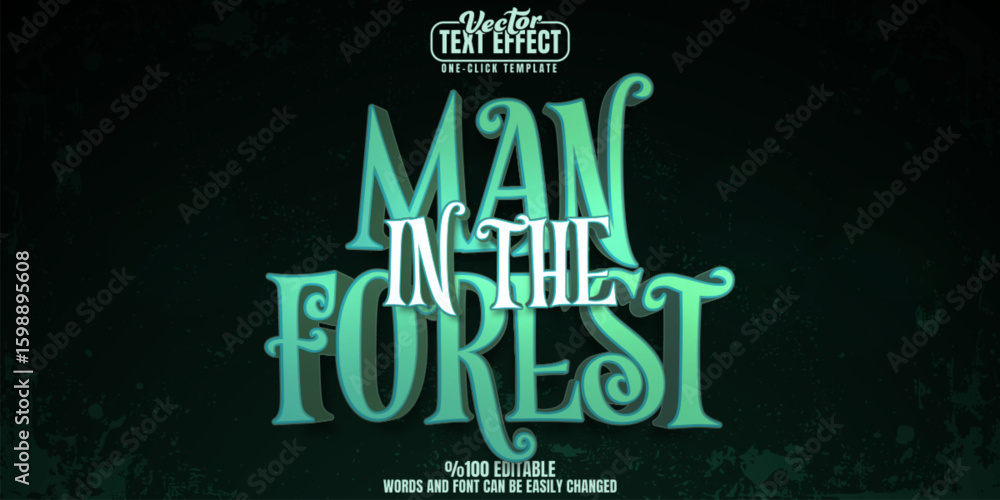 Naklejka premium Horror editable text effect, customizable forest and night 3d font style
