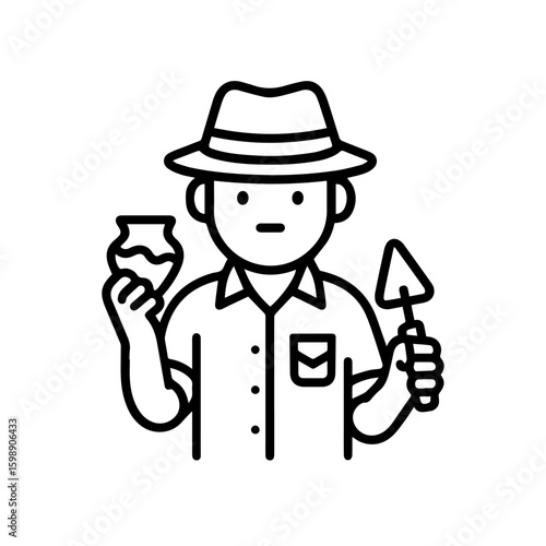 line icon archaeologist vector on white background
Vector line icon on white background