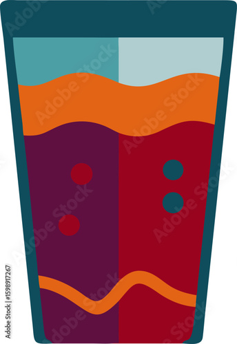Multi-colored Drink with Layers and Bubbles
