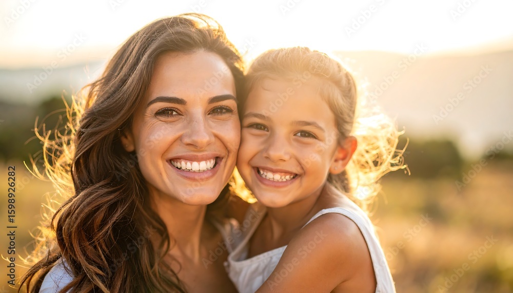 Obraz premium Close-up of mother and daughter smiling