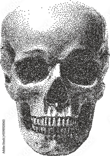 Skull y2k retro stipple art skeleton brutalist halftone vector png transparent, bone 2000s photocopy effect tattoo aesthetic