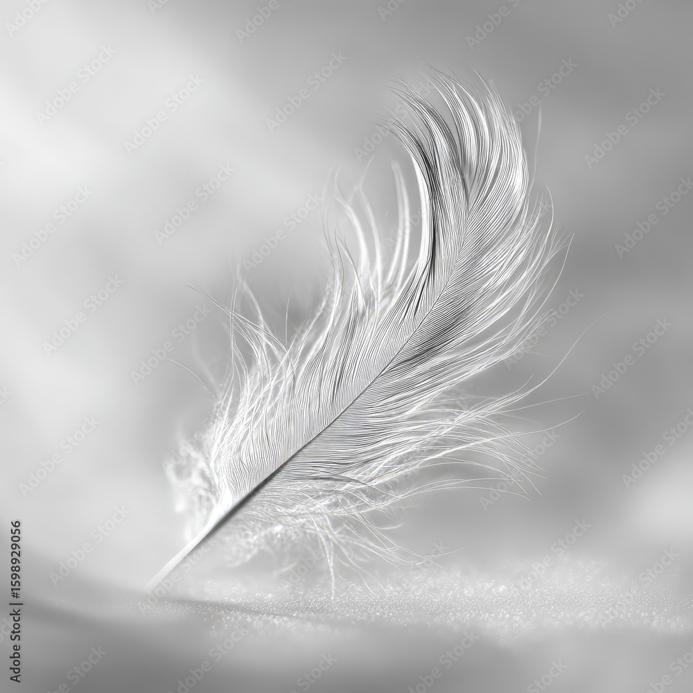 Obraz premium Elegant White Feather Closeup