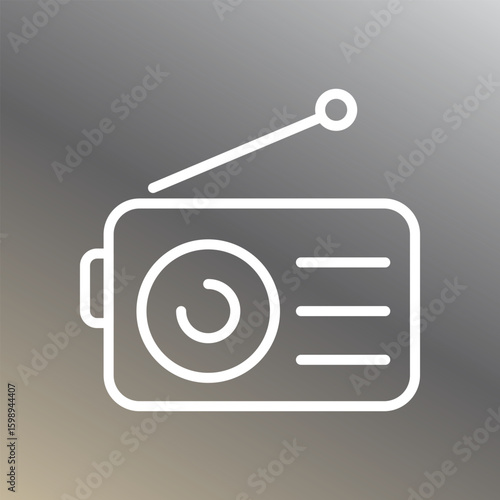 Retro portable radio icon in linear minimal style