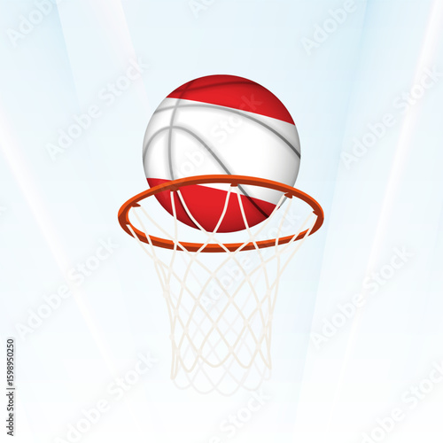 Austria Flag Basketball Scoring Through Hoop.