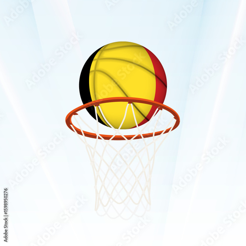 Belgium Flag Basketball Scoring Through Hoop.