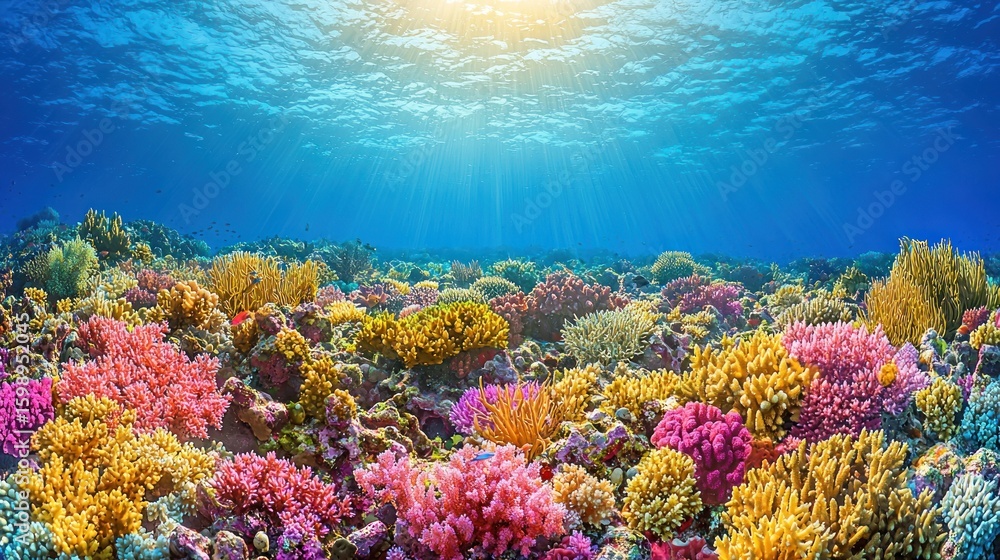 Fototapeta premium Vibrant Underwater Coral Reef Ecosystem