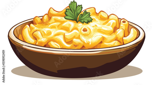 Vintage Engraving Illustration of Juicy Mac and Cheese