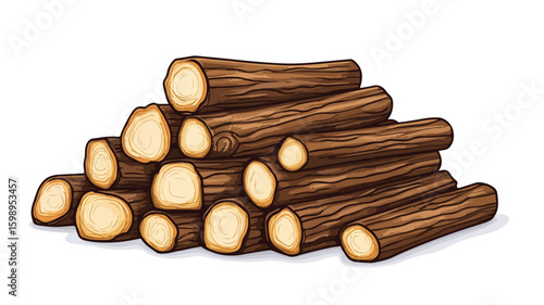 Rustic Engraved Illustration of Pile of Logs for Creative Projects