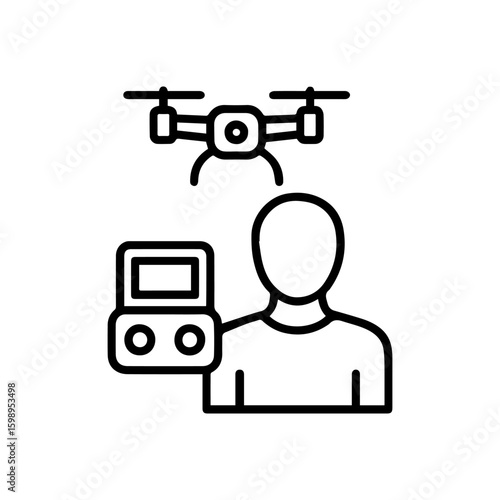 line icon drone operator vector on white background
Vector line icon on white background